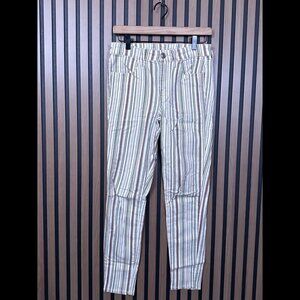 American Eagle Pants 6 / 28 Womens White Chino Striped Ankle Skinny Stretch
